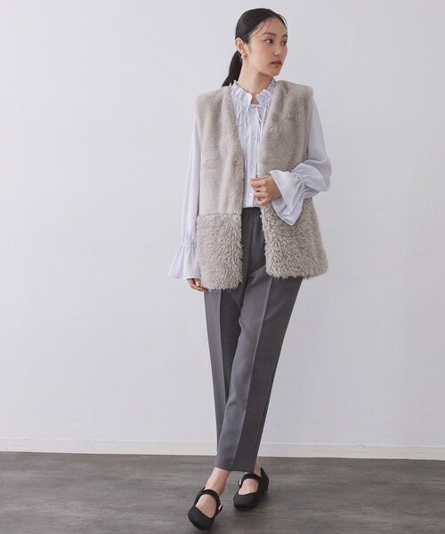 OPAQUE.CLIP（オペークドットクリップ）の「フリルカラーブラウス【洗濯機OK】（シャツ/ブラウス・レディース・ナチュラル/ブラウン系その他/パープル・38/40/42）」の13枚目の写真