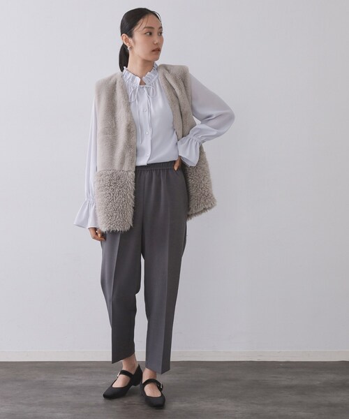 OPAQUE.CLIP（オペークドットクリップ）の「フリルカラーブラウス【洗濯機OK】（シャツ/ブラウス・レディース・ナチュラル/ブラウン系その他/パープル・38/40/42）」の14枚目の写真