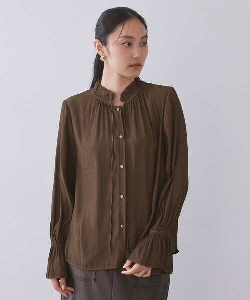 OPAQUE.CLIP（オペークドットクリップ）の「フリルカラーブラウス【洗濯機OK】（シャツ/ブラウス・レディース・ナチュラル/ブラウン系その他/パープル・38/40/42）」の16枚目の写真