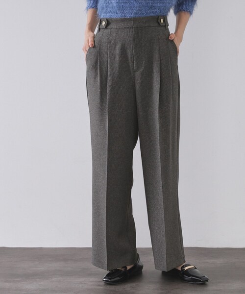 OPAQUE.CLIP（オペークドットクリップ）の「ストレッチタックワイドパンツ/セットアップ対応可【洗濯機OK】（その他パンツ・レディース・チャコール/ベージュ系その他6・36/38/40/42）」の2枚目の写真