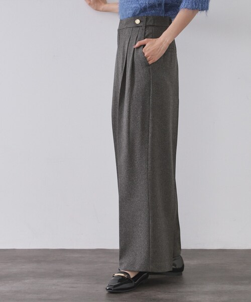 OPAQUE.CLIP（オペークドットクリップ）の「ストレッチタックワイドパンツ/セットアップ対応可【洗濯機OK】（その他パンツ・レディース・チャコール/ベージュ系その他6・36/38/40/42）」の4枚目の写真
