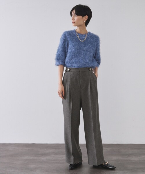 OPAQUE.CLIP（オペークドットクリップ）の「ストレッチタックワイドパンツ/セットアップ対応可【洗濯機OK】（その他パンツ・レディース・チャコール/ベージュ系その他6・36/38/40/42）」の5枚目の写真