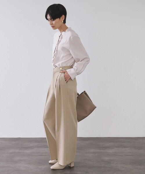 OPAQUE.CLIP（オペークドットクリップ）の「ストレッチタックワイドパンツ/セットアップ対応可【洗濯機OK】（その他パンツ・レディース・チャコール/ベージュ系その他6・36/38/40/42）」の12枚目の写真