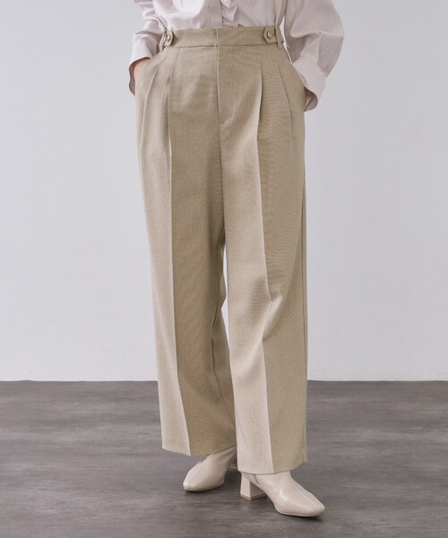 OPAQUE.CLIP（オペークドットクリップ）の「ストレッチタックワイドパンツ/セットアップ対応可【洗濯機OK】（その他パンツ・レディース・チャコール/ベージュ系その他6・36/38/40/42）」の11枚目の写真