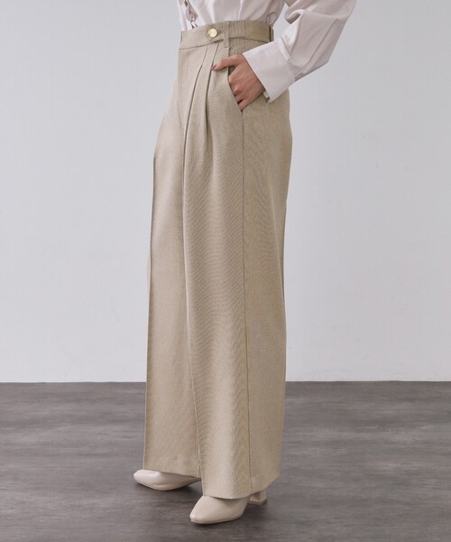 OPAQUE.CLIP（オペークドットクリップ）の「ストレッチタックワイドパンツ/セットアップ対応可【洗濯機OK】（その他パンツ・レディース・チャコール/ベージュ系その他6・36/38/40/42）」の9枚目の写真