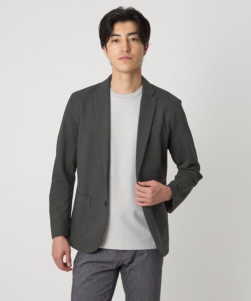 A DAY IN THE LIFE UNITED ARROWS(アデイインザライフユナイテッドアローズ)の「サッカー カーディガンジャケット<A DAY IN THE LIFE>(カーディガン/ボレロ・メンズ・ネイビー/ダークグレー・L/M/S/XL)」の2枚目の写真