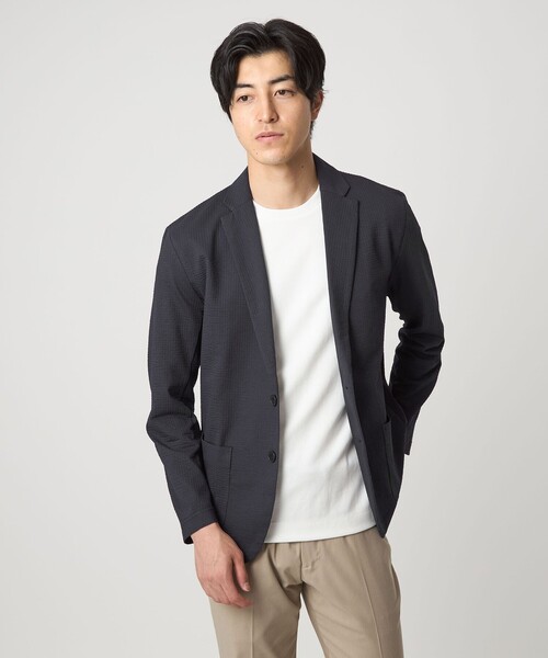 A DAY IN THE LIFE UNITED ARROWS(アデイインザライフユナイテッドアローズ)の「サッカー カーディガンジャケット<A DAY IN THE LIFE>(カーディガン/ボレロ・メンズ・ネイビー/ダークグレー・L/M/S/XL)」の6枚目の写真