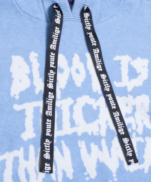 Amilige(アミリージュ)の「BLOOD IS THICKER THAN WATERパーカーニット(ニット/セーター・レディース・ブルー/ブラック・FREE)」の14枚目の写真