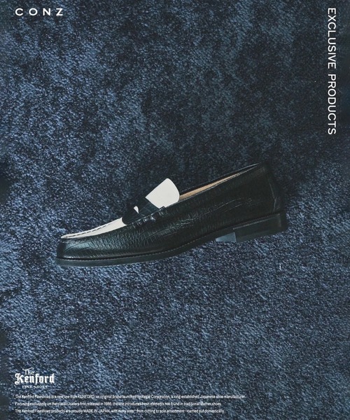 別注 EMBOSSED LOAFERS BLACK WHITE CROCODILE COMBI（ローファー