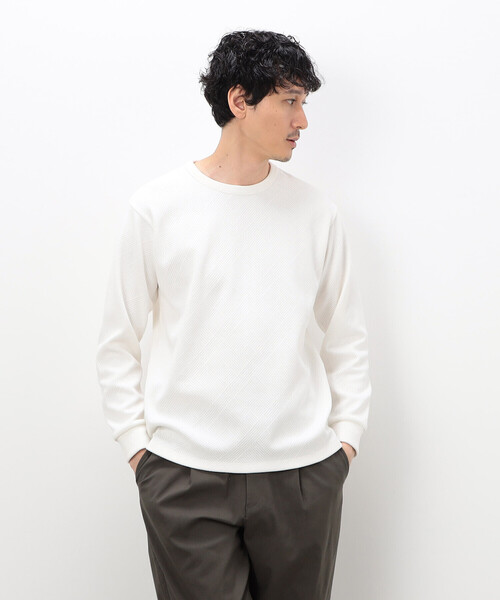 COMME CA ISM(コムサイズム)の「モールジャガードTシャツ(Tシャツ/カットソー・メンズ・ホワイト/ブラック・LARGE/MEDIUM)」の2枚目の写真