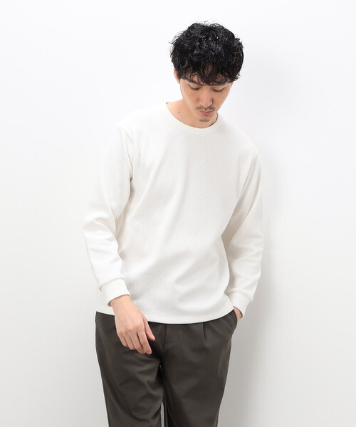COMME CA ISM(コムサイズム)の「モールジャガードTシャツ(Tシャツ/カットソー・メンズ・ホワイト/ブラック・LARGE/MEDIUM)」の12枚目の写真