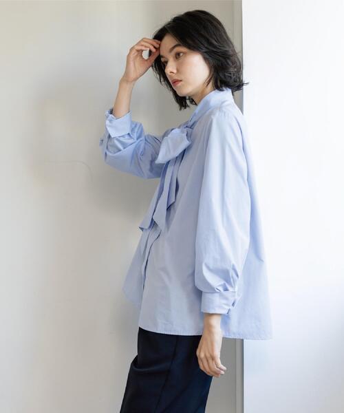 OPAQUE.CLIP（オペークドットクリップ）の「≪通勤・セレモニー対応≫ボウタイシャツブラウス【洗濯機OK】（シャツ/ブラウス・レディース・ライトブルー/ホワイト・38/40/36/42）」の15枚目の写真