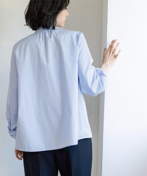 OPAQUE.CLIP（オペークドットクリップ）の「≪通勤・セレモニー対応≫ボウタイシャツブラウス【洗濯機OK】（シャツ/ブラウス・レディース・ライトブルー/ホワイト・38/40/36/42）」の16枚目の写真
