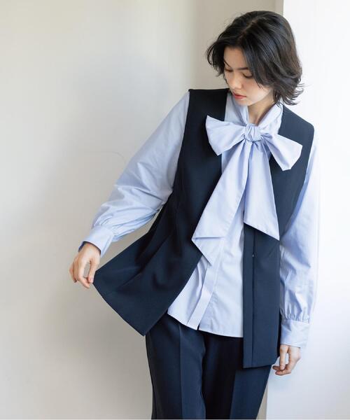 OPAQUE.CLIP（オペークドットクリップ）の「≪通勤・セレモニー対応≫ボウタイシャツブラウス【洗濯機OK】（シャツ/ブラウス・レディース・ライトブルー/ホワイト・38/40/36/42）」の17枚目の写真
