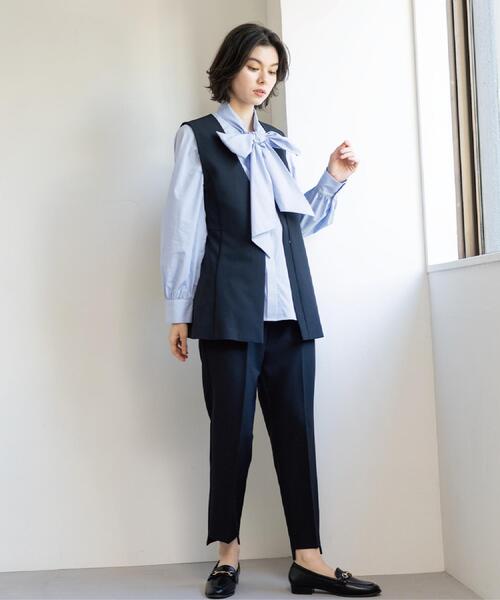 OPAQUE.CLIP（オペークドットクリップ）の「≪通勤・セレモニー対応≫ボウタイシャツブラウス【洗濯機OK】（シャツ/ブラウス・レディース・ライトブルー/ホワイト・38/40/36/42）」の18枚目の写真