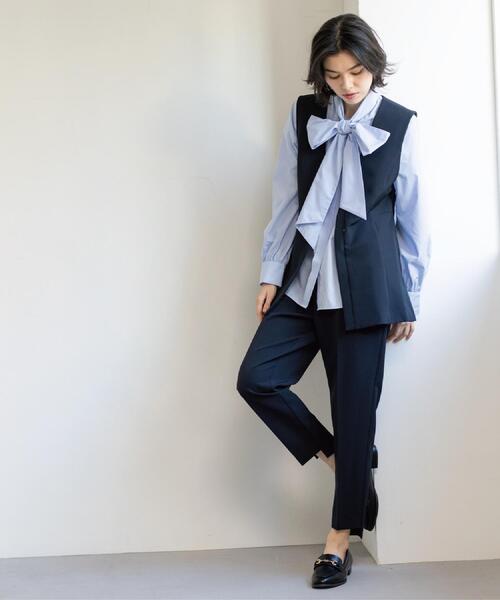 OPAQUE.CLIP（オペークドットクリップ）の「≪通勤・セレモニー対応≫ボウタイシャツブラウス【洗濯機OK】（シャツ/ブラウス・レディース・ライトブルー/ホワイト・38/40/36/42）」の19枚目の写真