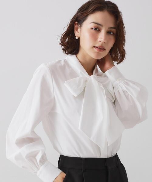 OPAQUE.CLIP（オペークドットクリップ）の「≪通勤・セレモニー対応≫ボウタイシャツブラウス【洗濯機OK】（シャツ/ブラウス・レディース・ライトブルー/ホワイト・38/40/36/42）」の20枚目の写真