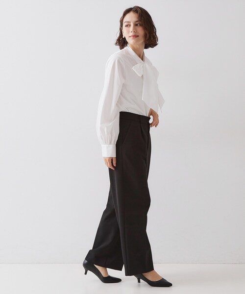 OPAQUE.CLIP（オペークドットクリップ）の「≪通勤・セレモニー対応≫ボウタイシャツブラウス【洗濯機OK】（シャツ/ブラウス・レディース・ライトブルー/ホワイト・38/40/36/42）」の22枚目の写真