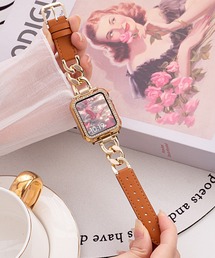 MAISON SELECT(メゾンセレクト)のG 10D18-MZ チェーン×レザー調スマートウォッチバンド Apple Watch Band 38mm 40mm 41mm(デジタル腕時計)