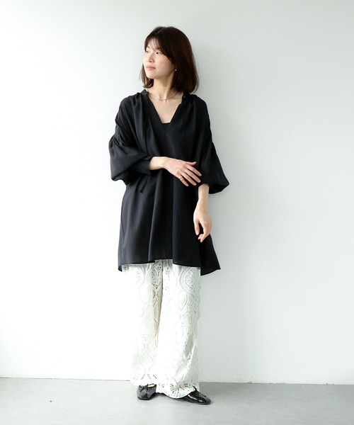 Jines(ジネス)の「レース刺繍ワイドパンツ(その他パンツ・レディース・ブラック/ホワイト・38)」の3枚目の写真