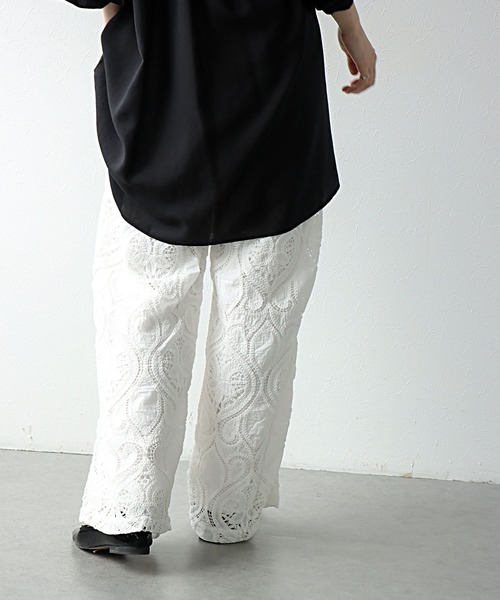 Jines(ジネス)の「レース刺繍ワイドパンツ(その他パンツ・レディース・ブラック/ホワイト・38)」の6枚目の写真