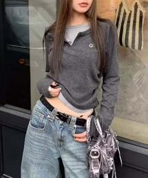 フェイクレーヤード 長袖Tシャツ ロン T