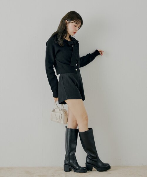 Chico（チコ）の「【SALON by Chico/4色展開】フロントリボンパールフリルトップス（ニット/セーター・レディース・グレー/アイボリー/ブラック/ホワイト系その他2・FREE）」の18枚目の写真