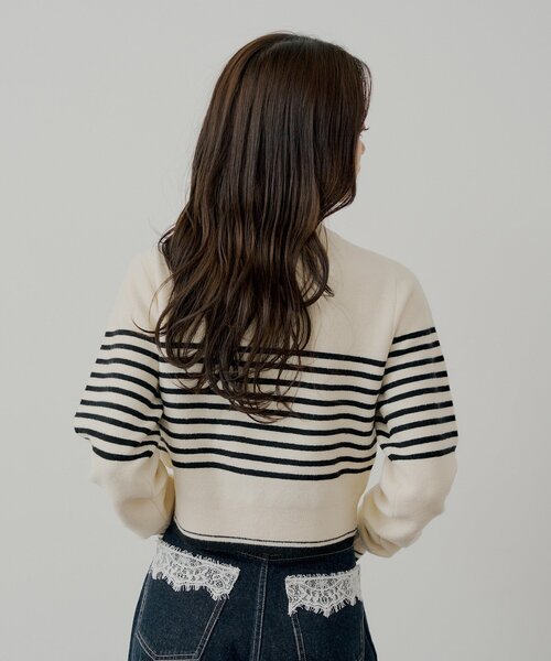 Chico（チコ）の「【SALON by Chico/4色展開】フロントリボンパールフリルトップス（ニット/セーター・レディース・グレー/アイボリー/ブラック/ホワイト系その他2・FREE）」の22枚目の写真