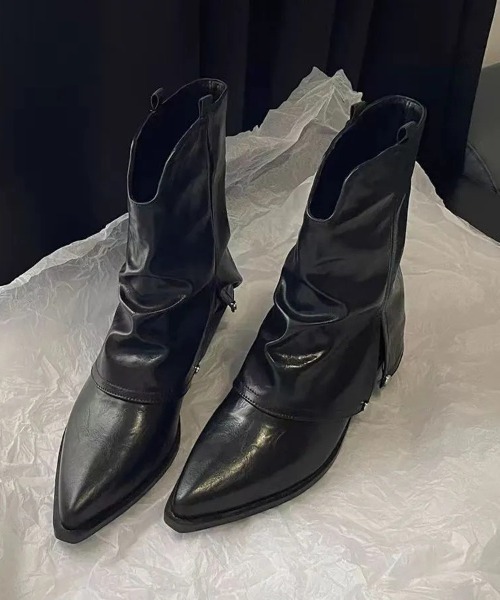 lilful（リルフル）の「ポイントスタッズウエスタンショートブーツ（ブーツ・レディース・ブラック/ダークブラウン・M/L）」の13枚目の写真