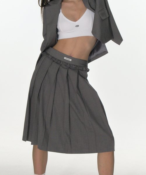 セール】Frill pleated midi skirt_gray（スカート）｜CRANK（クランク