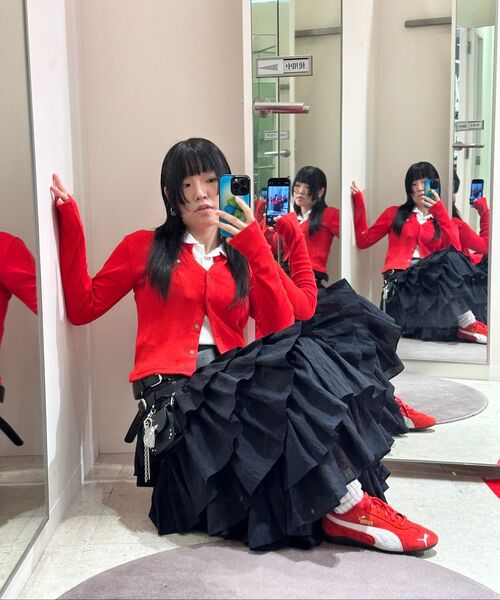 セール】Frill pleated midi skirt_gray（スカート）｜CRANK（クランク