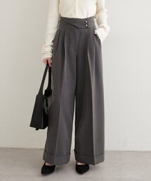 natural couture(ナチュラルクチュール)のフロントターンバックタックパンツ(スラックス)
