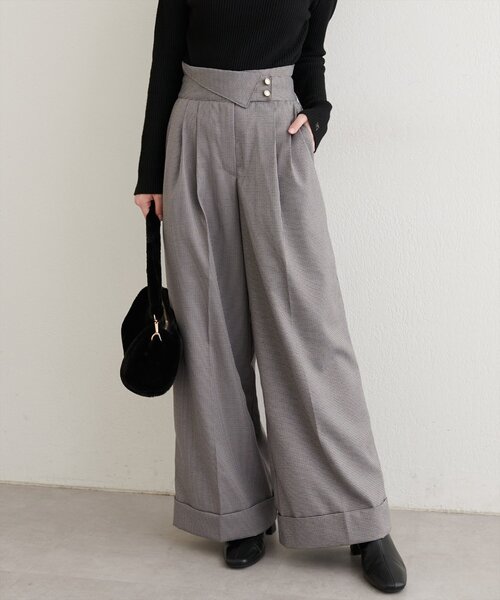 natural couture（ナチュラルクチュール）の「フロントターンバックタックパンツ（スラックス・レディース・チャコールグレー/その他1/その他2・SMALL/MEDIUM）」の4枚目の写真