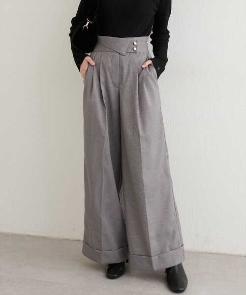 フロントターンバックタックパンツ（スラックス）｜natural couture