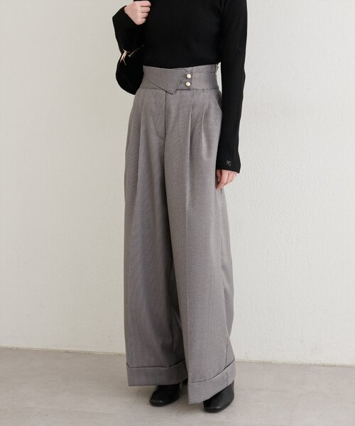 natural couture（ナチュラルクチュール）の「フロントターンバックタックパンツ（スラックス・レディース・チャコールグレー/その他1/その他2・SMALL/MEDIUM）」の6枚目の写真