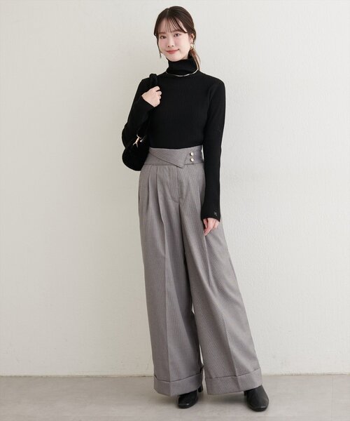 natural couture（ナチュラルクチュール）の「フロントターンバックタックパンツ（スラックス・レディース・チャコールグレー/その他1/その他2・SMALL/MEDIUM）」の7枚目の写真