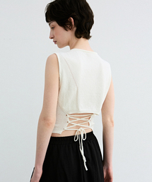 BACK SLIT STRING KNIT SLEEVELESS_IVORY