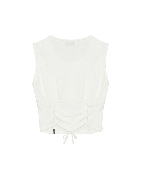 NICK&NICOLE(ニックアンドニコール)の「BACK SLIT STRING KNIT SLEEVELESS_IVORY(Tシャツ/カットソー・レディース・その他・FREE)」の6枚目の写真