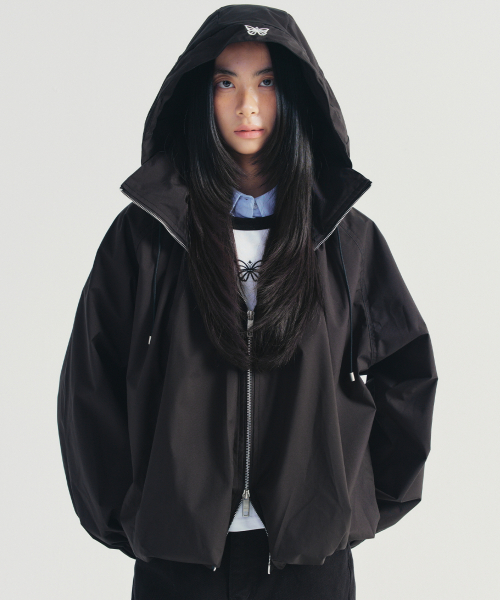 NICK&NICOLE(ニックアンドニコール)の「BALLOON SHIRRING HOOD JACKET_BLACK(ブルゾン・レディース・その他・FREE)」の2枚目の写真