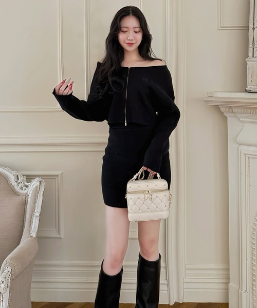 ROYAL PARTY（ロイヤルパーティー）の「ラメZIPニットミニスカートセットアップ（ニット/セーター・レディース・ピンク/ブラック/オフホワイト・FREE）」の19枚目の写真