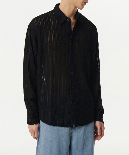 MUSINSA STANDARD（ムシンサスタンダード）の「リラックスドクロシェシャツ[ブラック]（シャツ/ブラウス・メンズ・その他・XX-LARGE/SMALL/MEDIUM/LARGE/X-LARGE）」の2枚目の写真