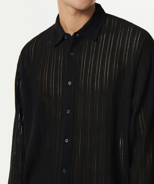 MUSINSA STANDARD（ムシンサスタンダード）の「リラックスドクロシェシャツ[ブラック]（シャツ/ブラウス・メンズ・その他・XX-LARGE/SMALL/MEDIUM/LARGE/X-LARGE）」の4枚目の写真