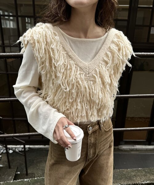 mline（エムライン）の「[mline]シアーベロア ギャザートップス（Tシャツ/カットソー・レディース・アイボリー/ブラック/ボルドー・FREE）」の5枚目の写真