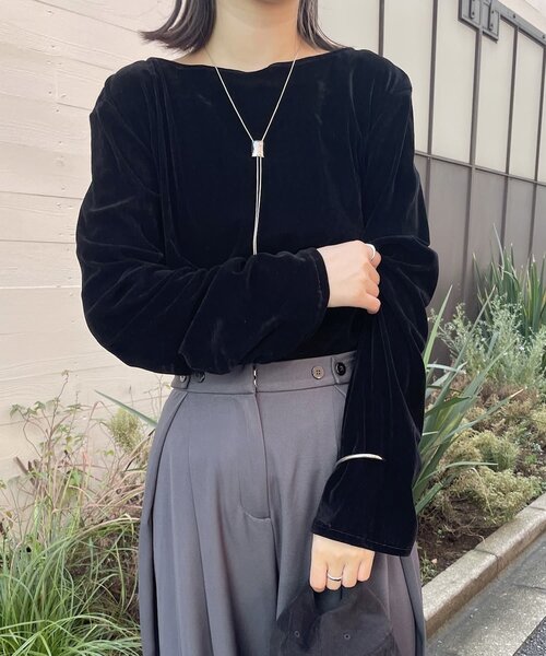 mline（エムライン）の「[mline]シアーベロア ギャザートップス（Tシャツ/カットソー・レディース・アイボリー/ブラック/ボルドー・FREE）」の19枚目の写真