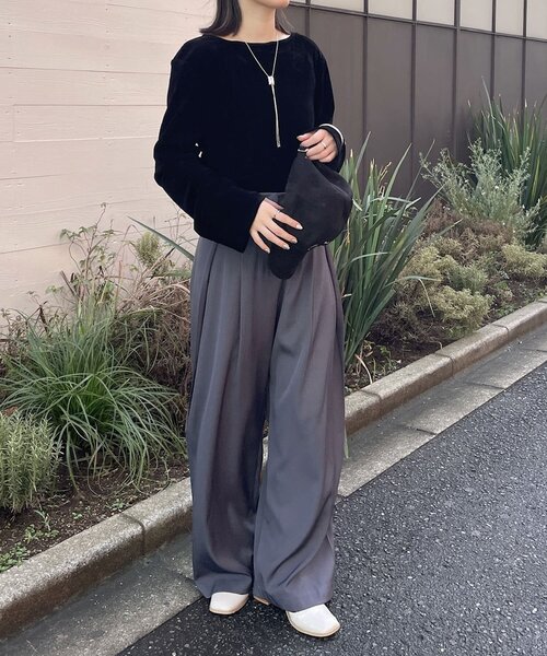mline（エムライン）の「[mline]シアーベロア ギャザートップス（Tシャツ/カットソー・レディース・アイボリー/ブラック/ボルドー・FREE）」の20枚目の写真