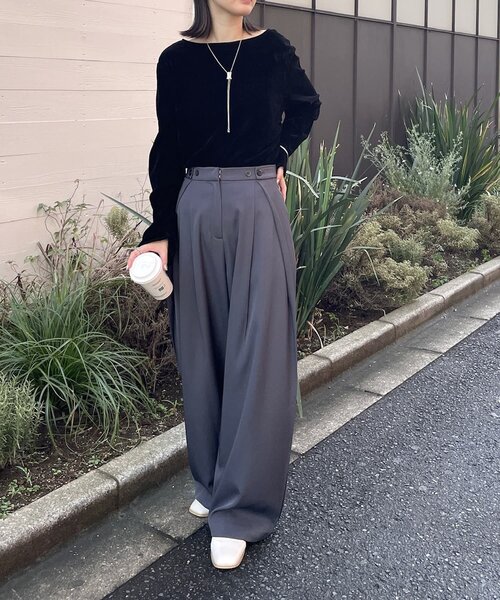 mline（エムライン）の「[mline]シアーベロア ギャザートップス（Tシャツ/カットソー・レディース・アイボリー/ブラック/ボルドー・FREE）」の21枚目の写真