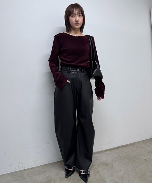 mline]シアーベロア ギャザートップス（Tシャツ/カットソー）｜mline