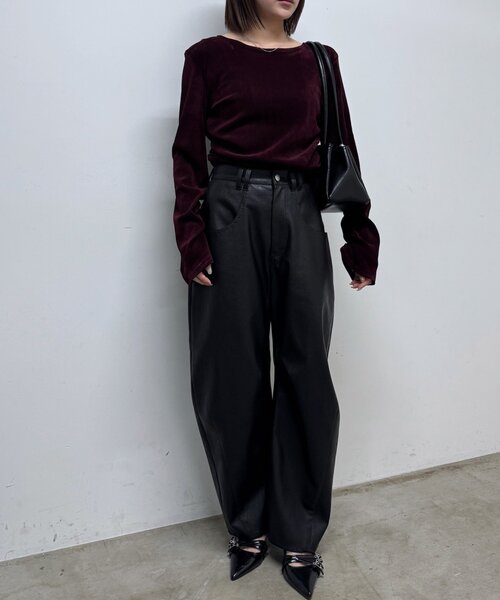 mline]シアーベロア ギャザートップス（Tシャツ/カットソー）｜mline