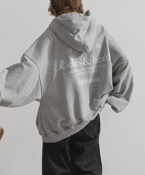 enhaut（アンオート）の「裏起毛 ブラスト加工 フロントロゴ刺繍 バックロゴ  オーバーサイズ スウェット パーカー（パーカー・レディース・グリーン/ホワイト/ネイビー/杢グレー・FREE）」の7枚目の写真