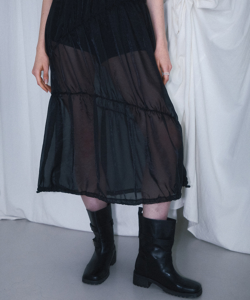 ROSEFRANTZ（ロゼフランツ）の「Sheer Layered Shirring Dress [Black]（ワンピース・レディース・ブラック・OS）」の3枚目の写真